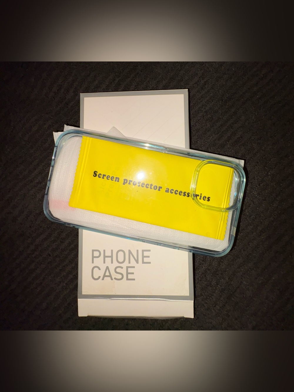 Clear Blue-Tinted Phone Case with Camera Protection lenses and screen protector